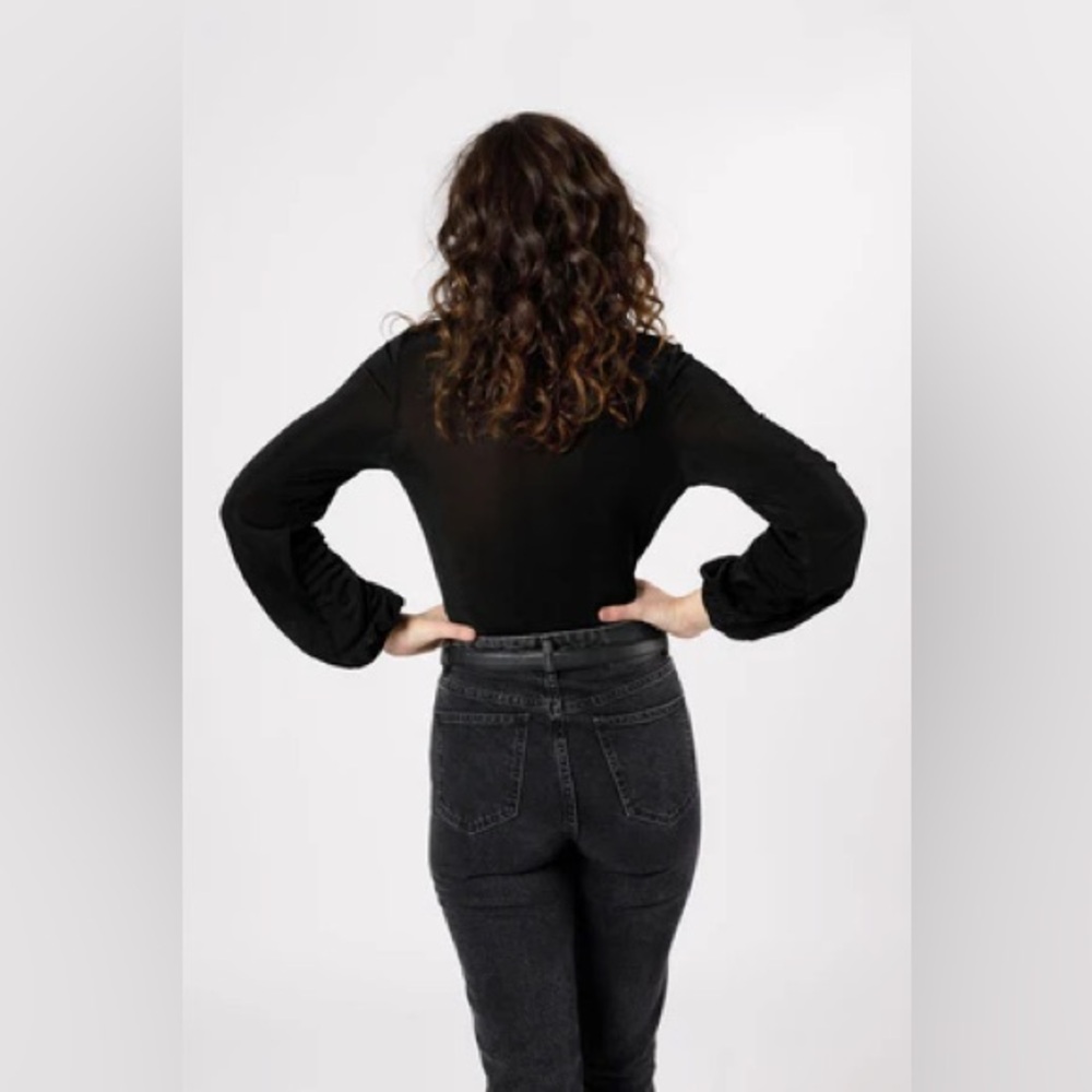 NWT Band Of The Free AGGIE BLACK COWL NECK BODYSUIT Bohemian Balloon Sleeves - Picture 5 of 5